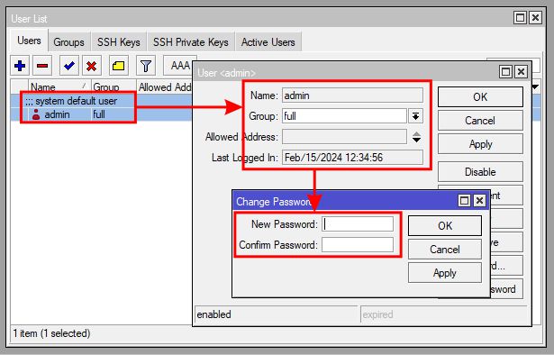 Ganti Username dan Password