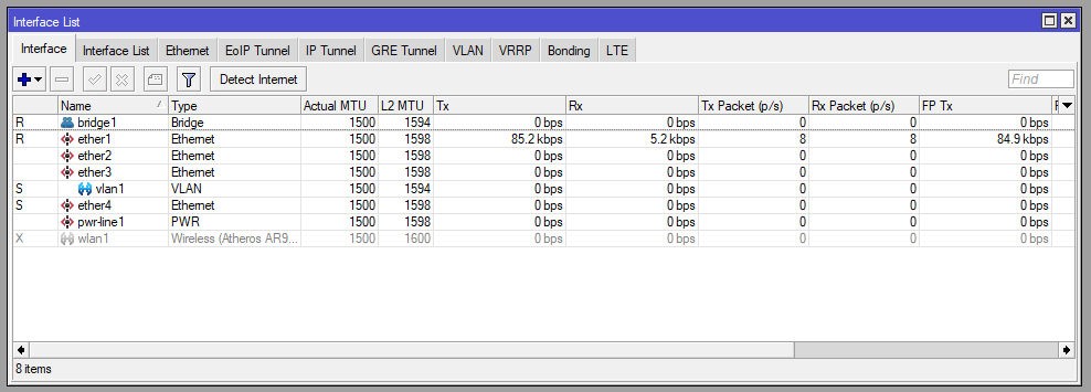 interface mikrotik